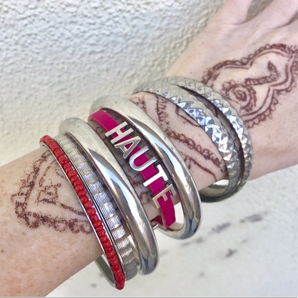 BCBGeneration Jewelry - SILVER alphabet BRACELET RED band letters words